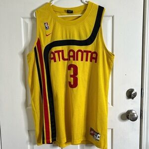 Vintage Nike NBA Atlanta Hawks Yellow #3 Shareef Rahim Jersey Adult XXL
